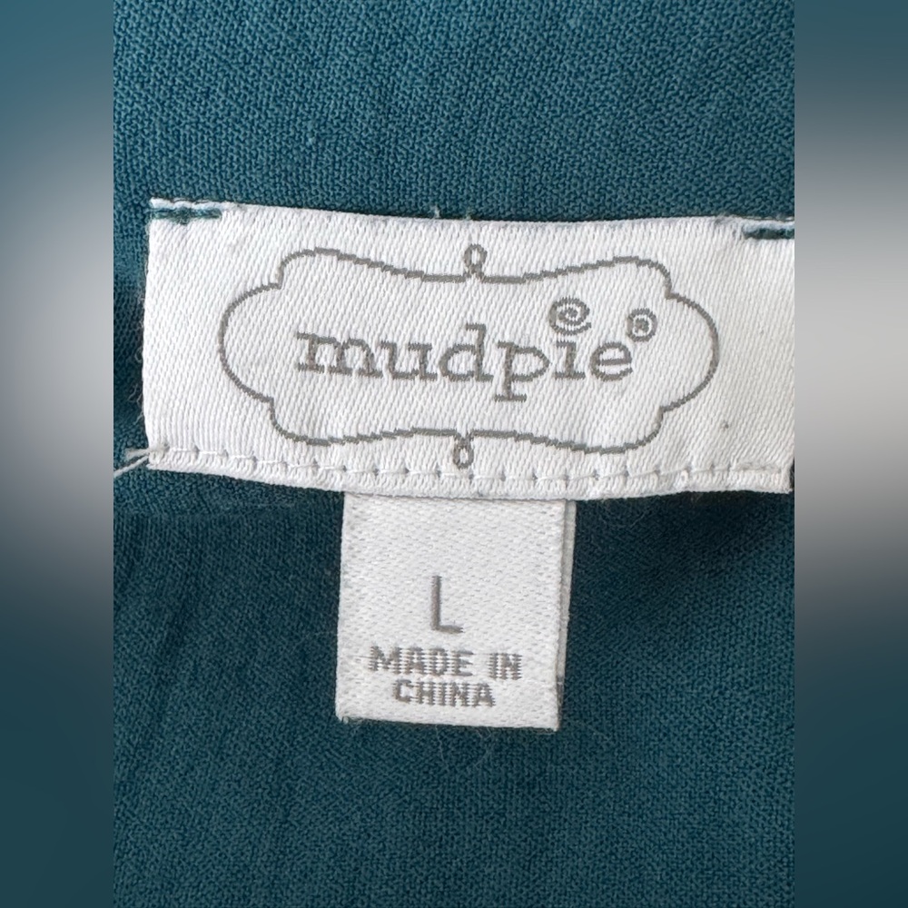 Mud Pie Teal V-Neck Tiered Blouse large - Picture 6 of 7